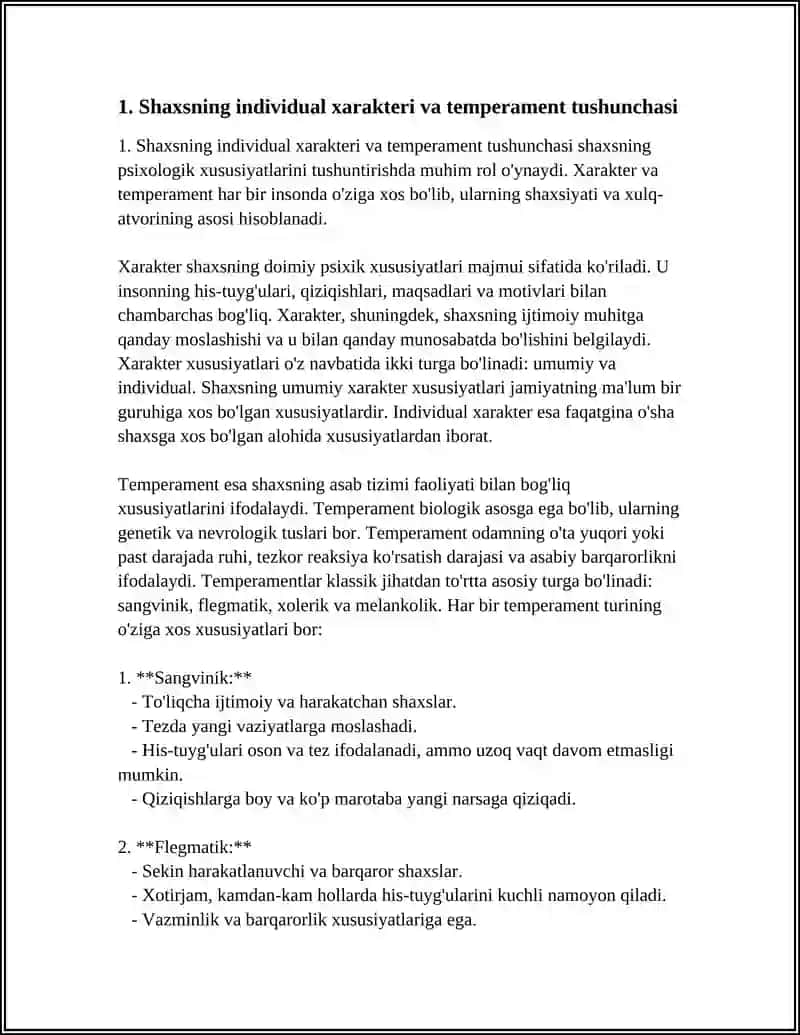 SHAXSNING INDIVIDUAL HARAKTERI.UMUMIY TEMPRAMENTLAR 3