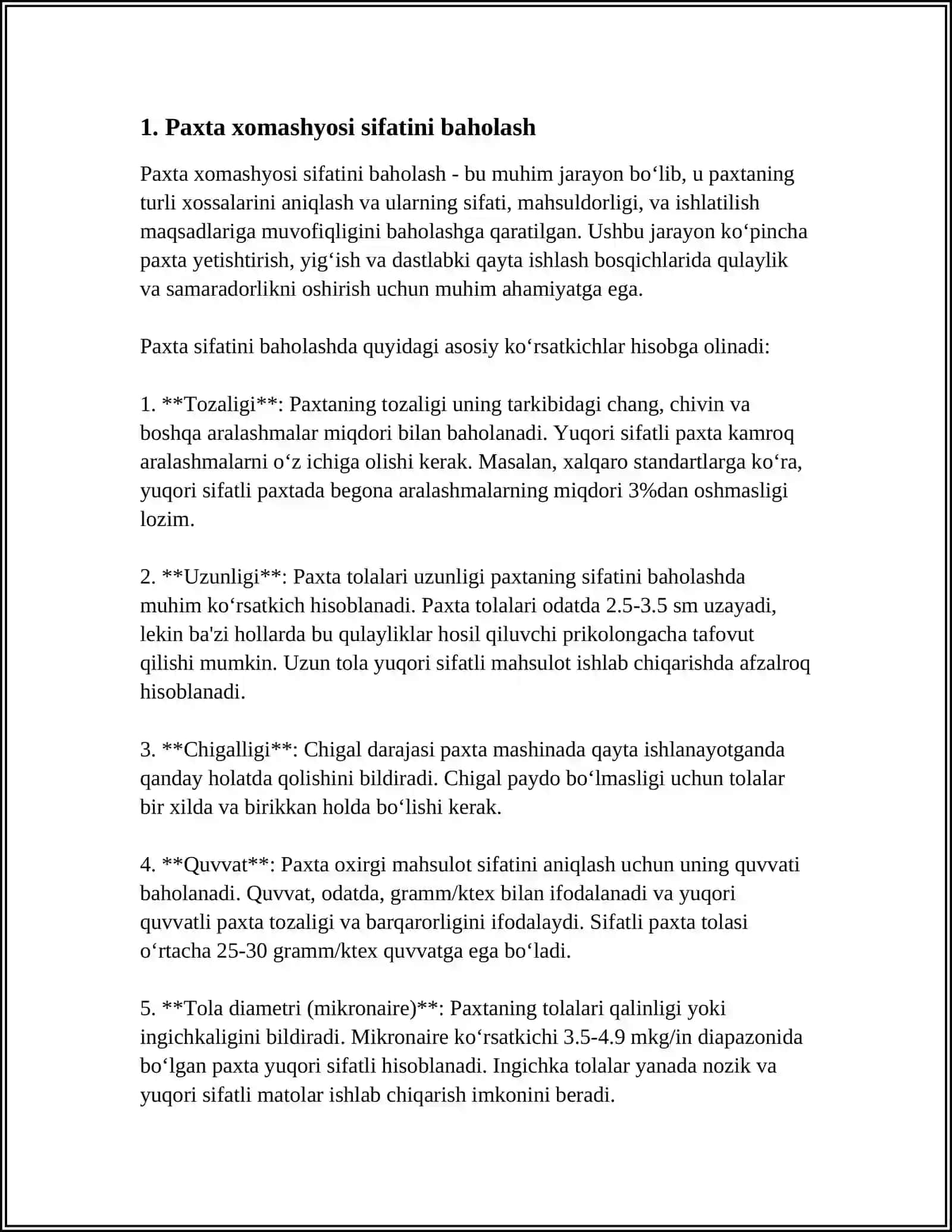 PAXTA MOMIG'IDAN SELLYULOZA ISHLAB CHIQARISH 3
