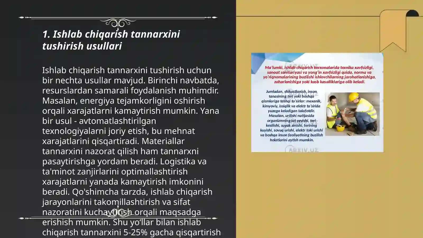 Ishlab chiqarish xarajatlarini minimallashtirish shartlari va korxonaning zararsiz ishlash nuqtasini hisoblash yoʻllari 3