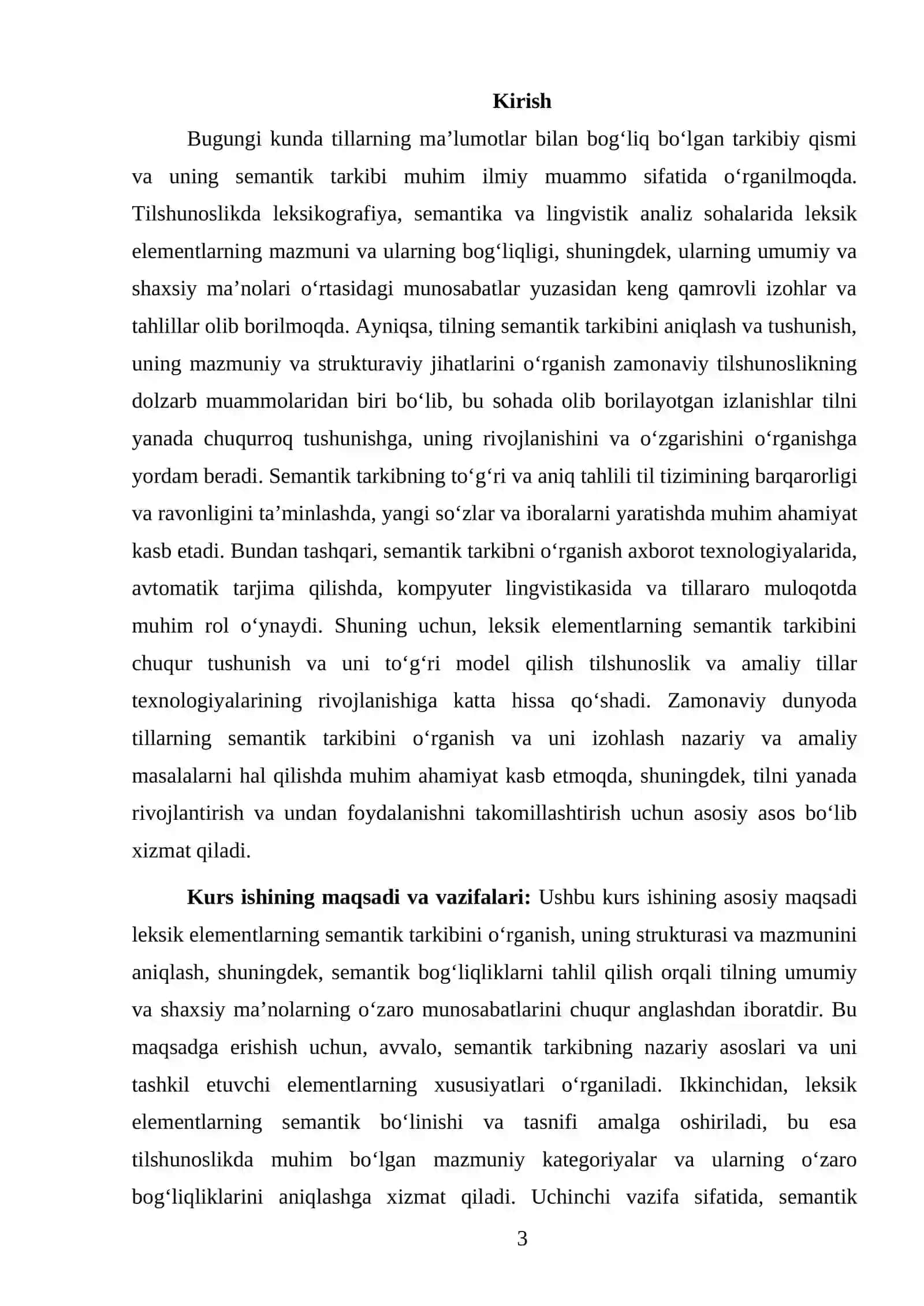 Leksemaning Semantik Tarkibi Kurs Ishi 3