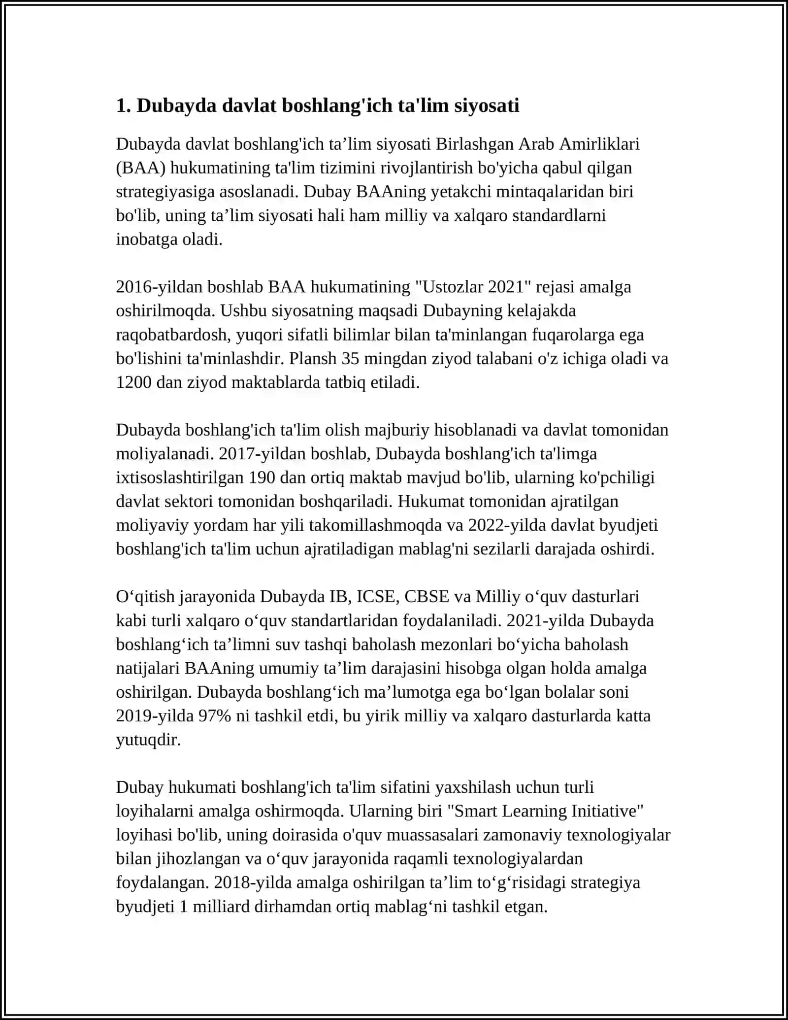 Dubayda Boshlang'ich Ta'lim va Maktabgacha Ta'lim Tizimi 3