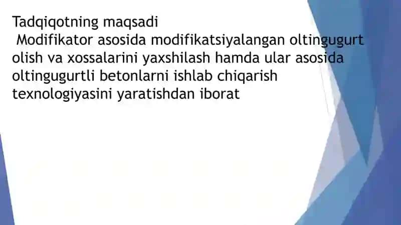 Mahalliy xomashyolar asosida modifikatsiyalangan oltingugurtli beton olish 3