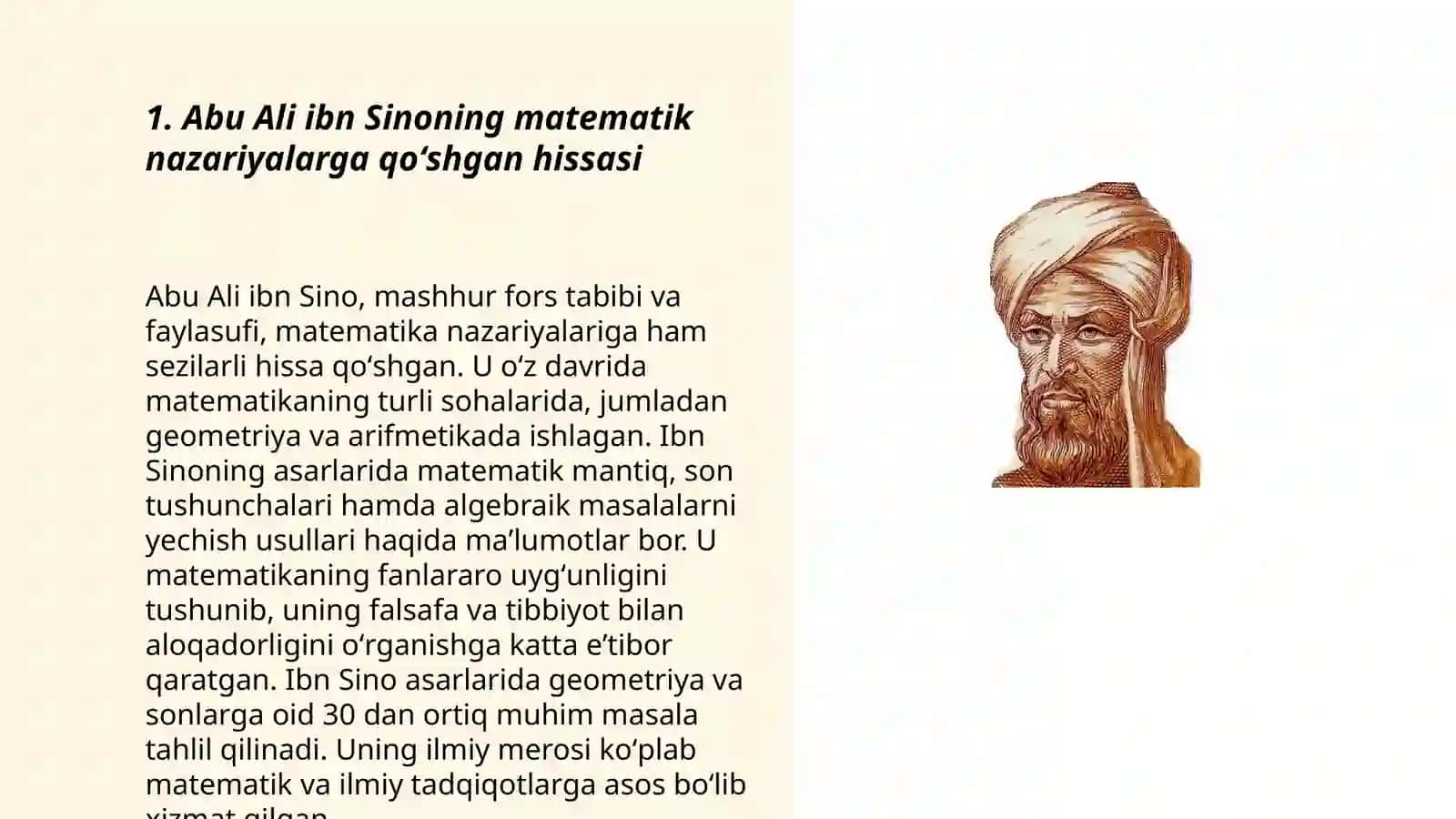 Abu Ali ibn Sinoning matematikaga qoʻshgan hissasi 3