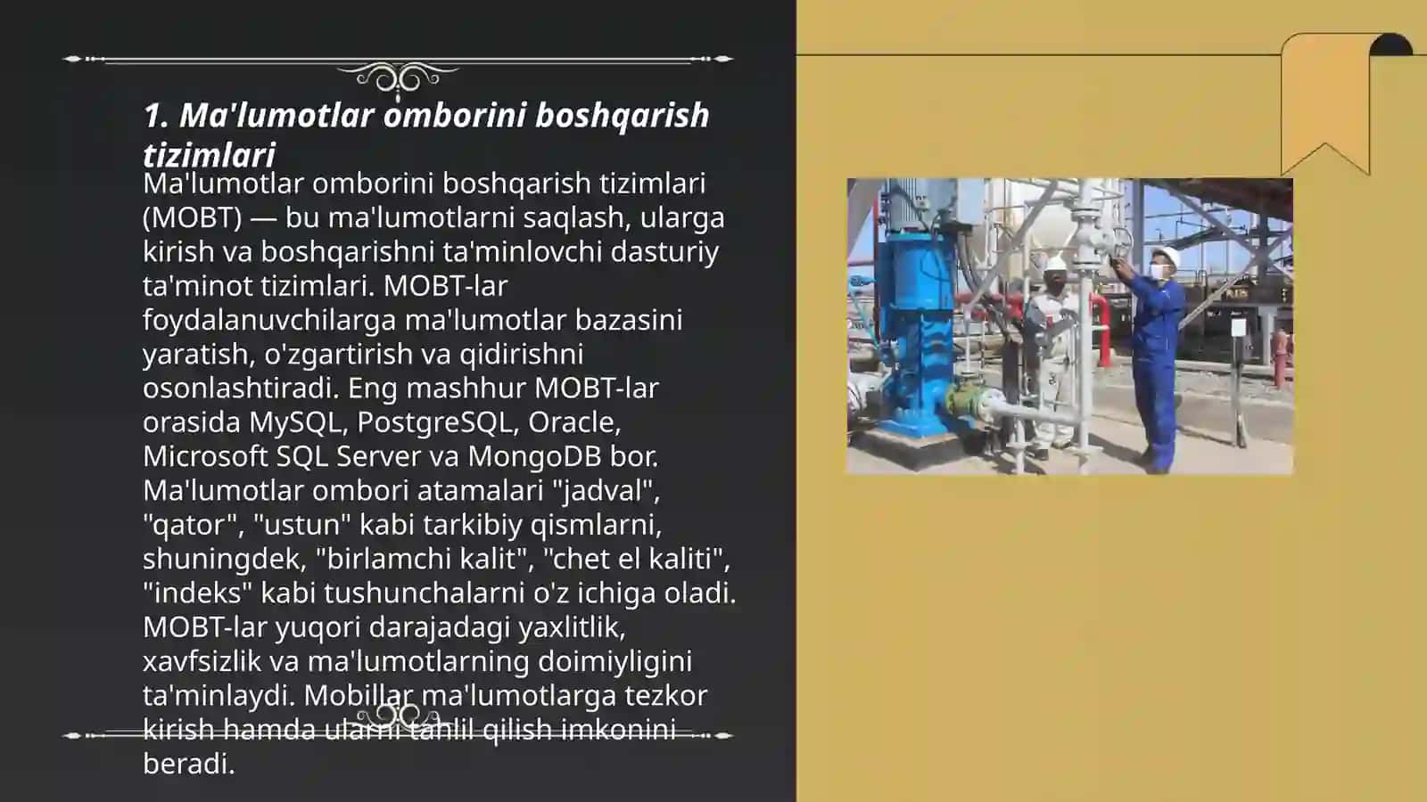 Ma'lumotlar omborini boshqarish tizimlari 3