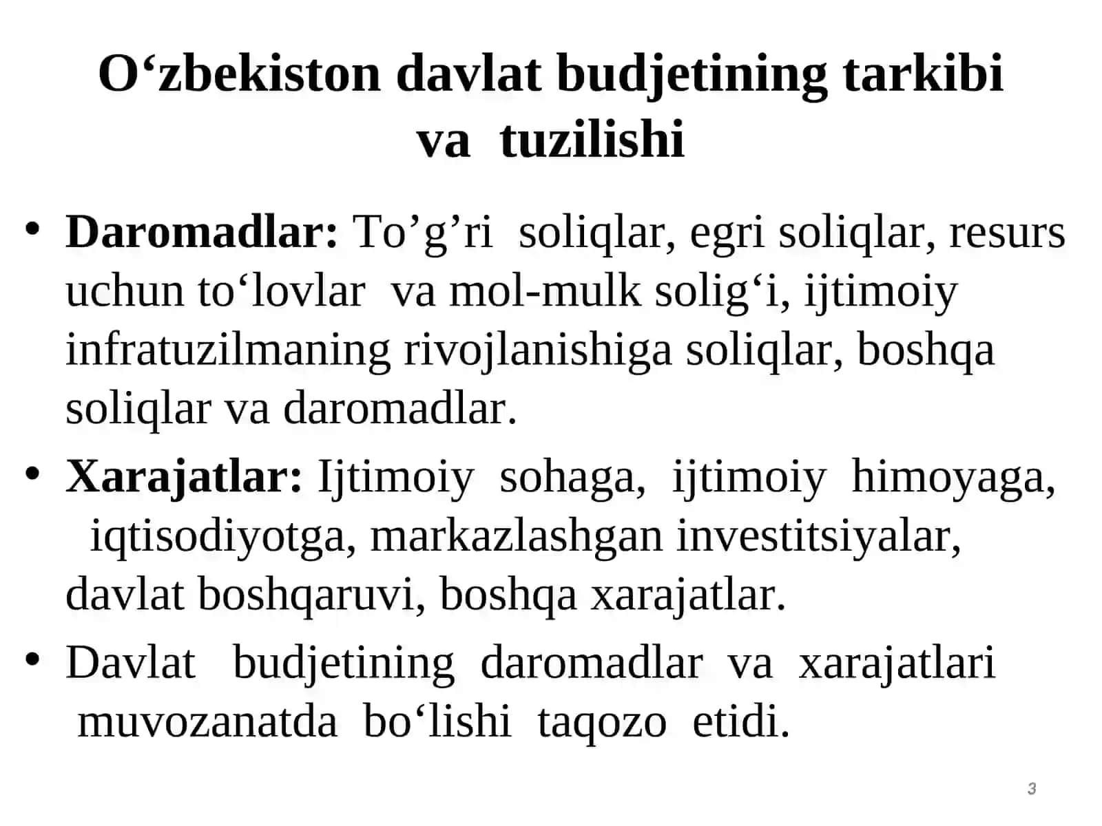 Davlat budjeti, soliqlar va davlat qarzi 3