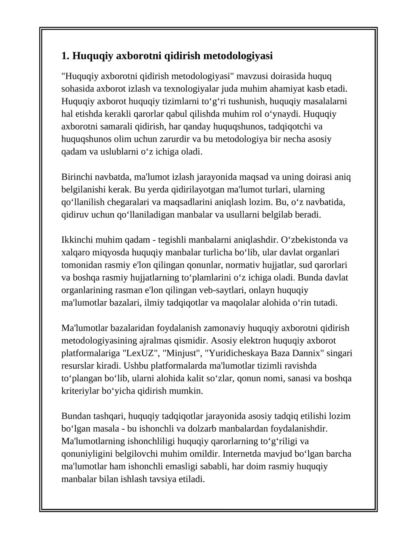 HUQUQ SOHASIDA AXBOROT IZLASH VA METODLAR VA TEXNOLOGIYALAR 3
