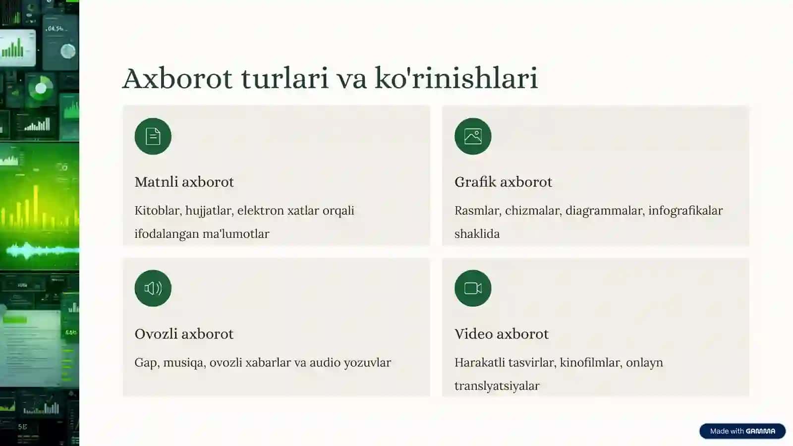 Axborotlarning asosiy xususiyatlari va tavsifnomasi 3