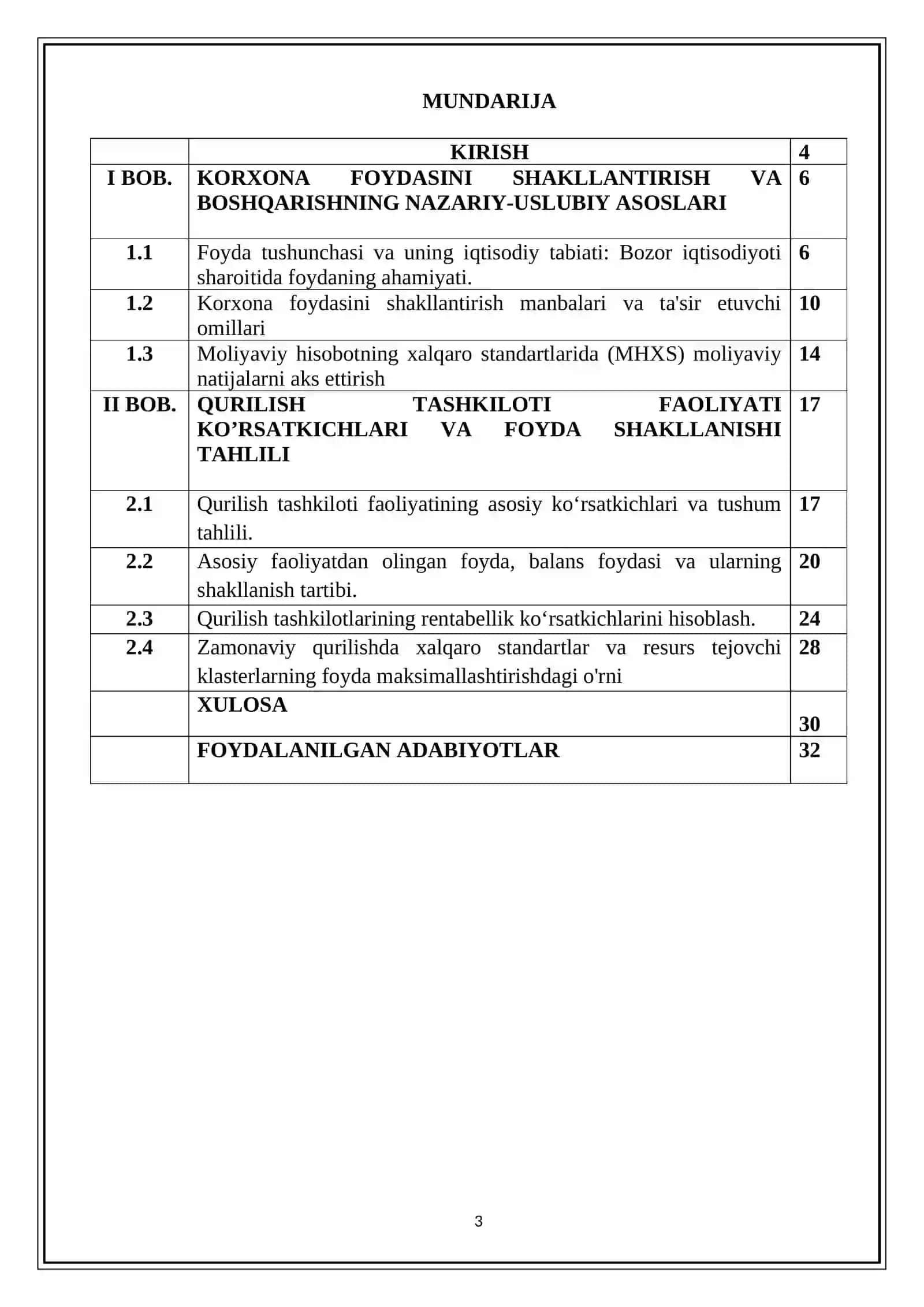 Korxona foydasi va foyda shakllanishini tahlil qilish 3