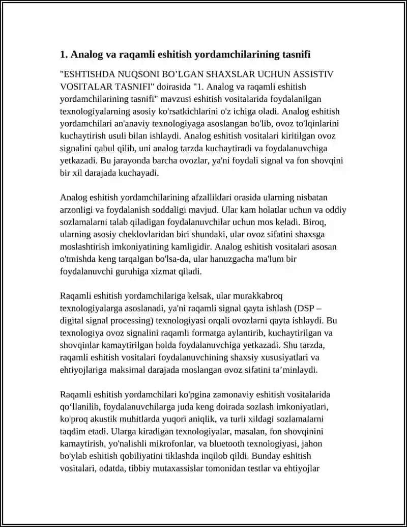 ESHTISHDA NUQSONI BO’LGAN SHAXSLAR UCHUN ASSISTIV VOSITALAR TASNIFI 3