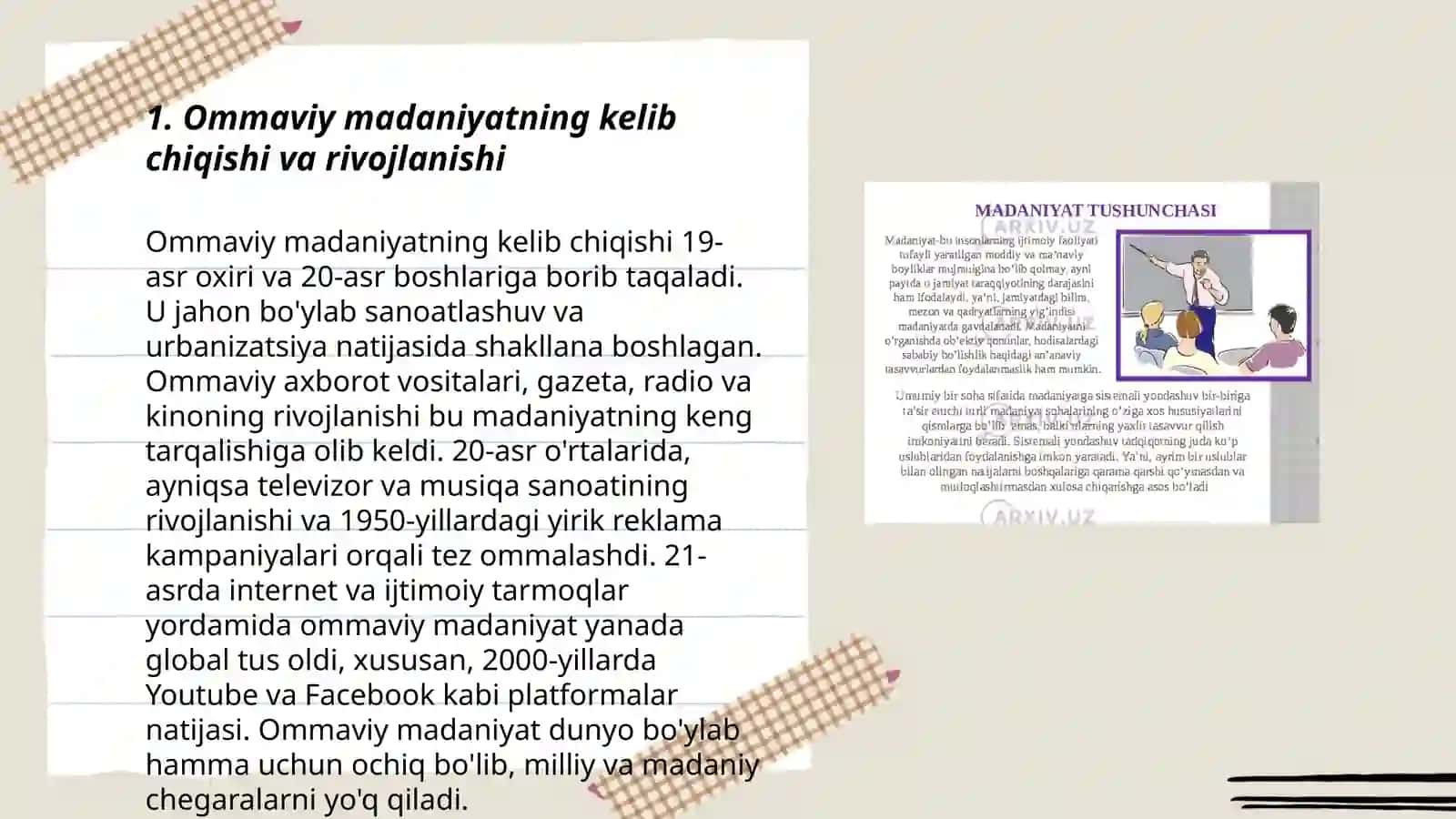 Ommaviy madaniyatning shakllanish tarixi va uning turlari 3