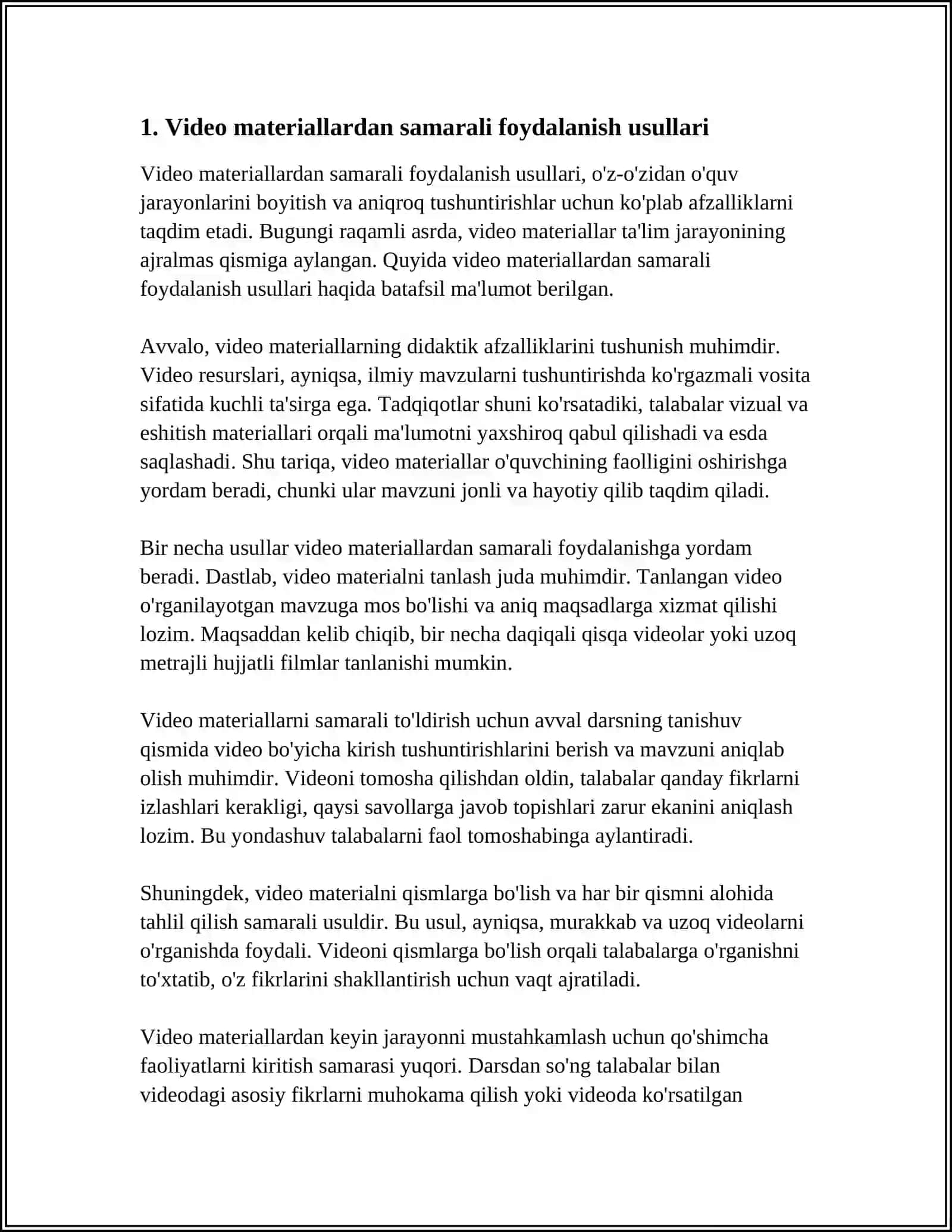 "DASTURLASH" TILLARINI O'QITISHDA VIDEOMA'RUZALARDAN FOYDALANISH 3