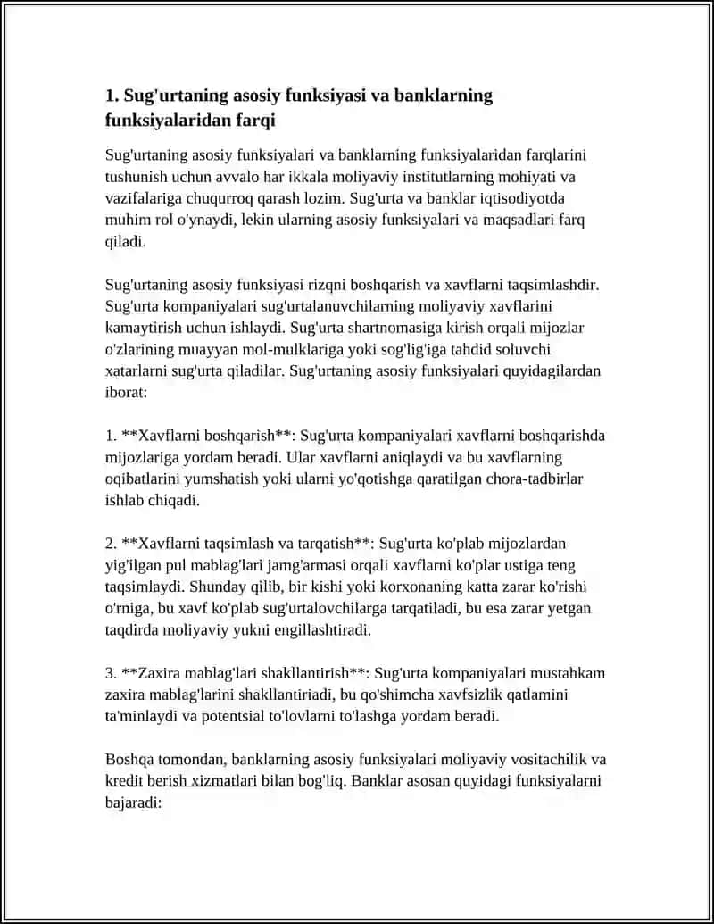 SUG'URTANING BOSHQA MOLIYAVIY INSTITUTLARDAN FARQI 3