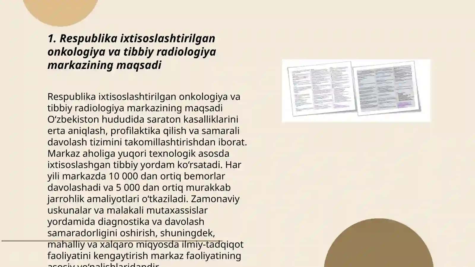 Respublika ixtisoslashtirilgan onkologiya va tibbiy radiologiya ilmiy amaliy tibbiyot markazi 3