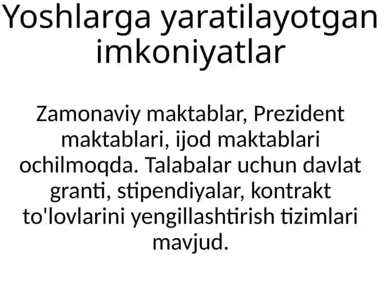 O‘zbekistonda yoshlar siyosati va uning ahamiyati. Barkamol avlodning tarbiyalashning asosiy yo‘nalishlari. 3