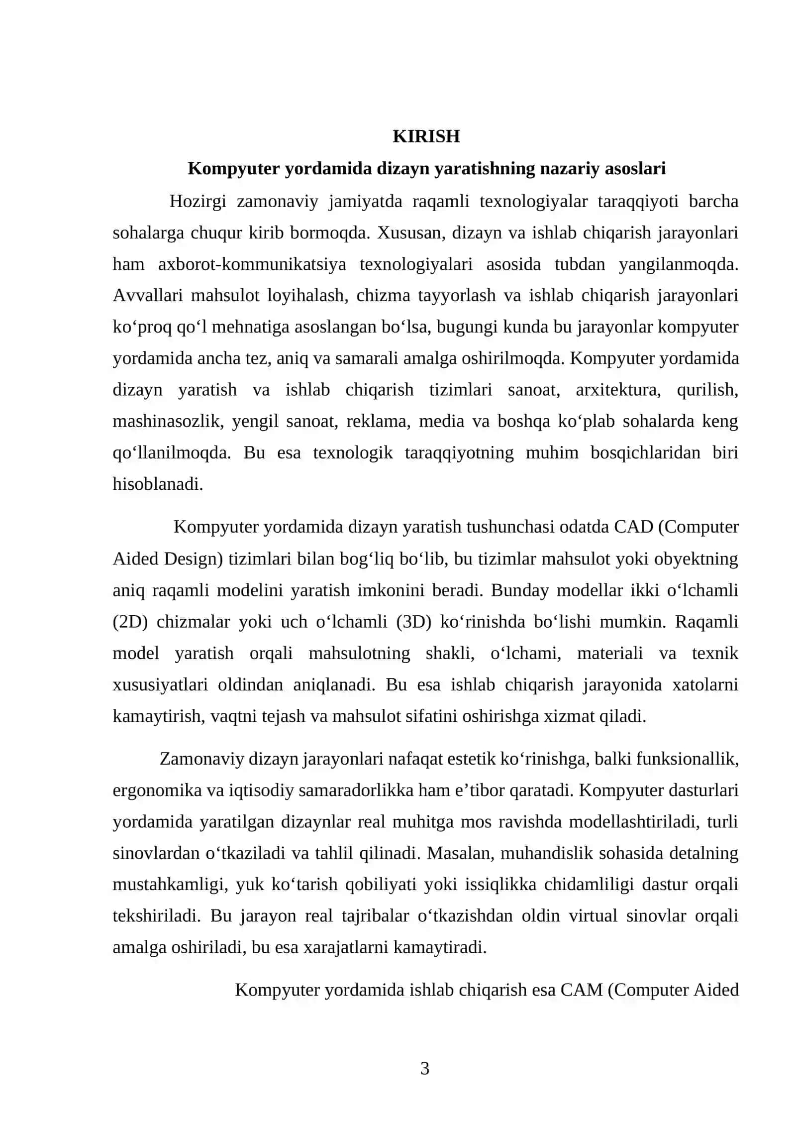 Kompyuter yordamida dizayn yaratish va ishlab chiqarish 3