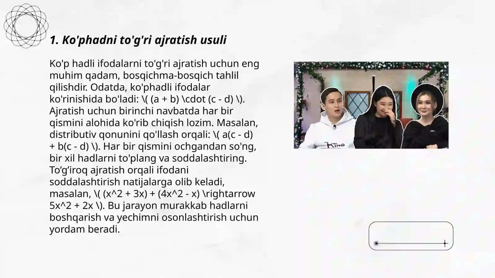 Ko‘phadni ko‘paytuvchilarga ajratishning bir necha usullarini qo‘llash 3