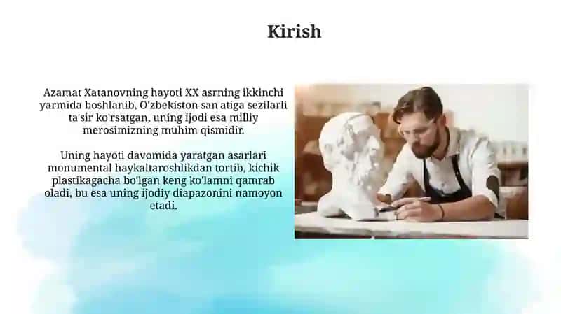 Haykaltarosh Azamat Xatannov hayoti va ijodi 3