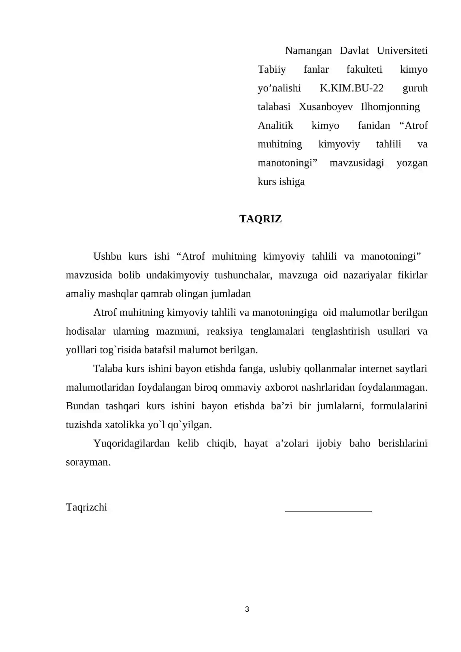 Atrof muhitning kimyoviy tahlili va manotoningi 3