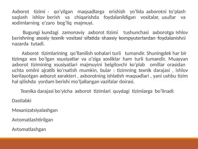 Axborot Tizimlari va Turlari 3