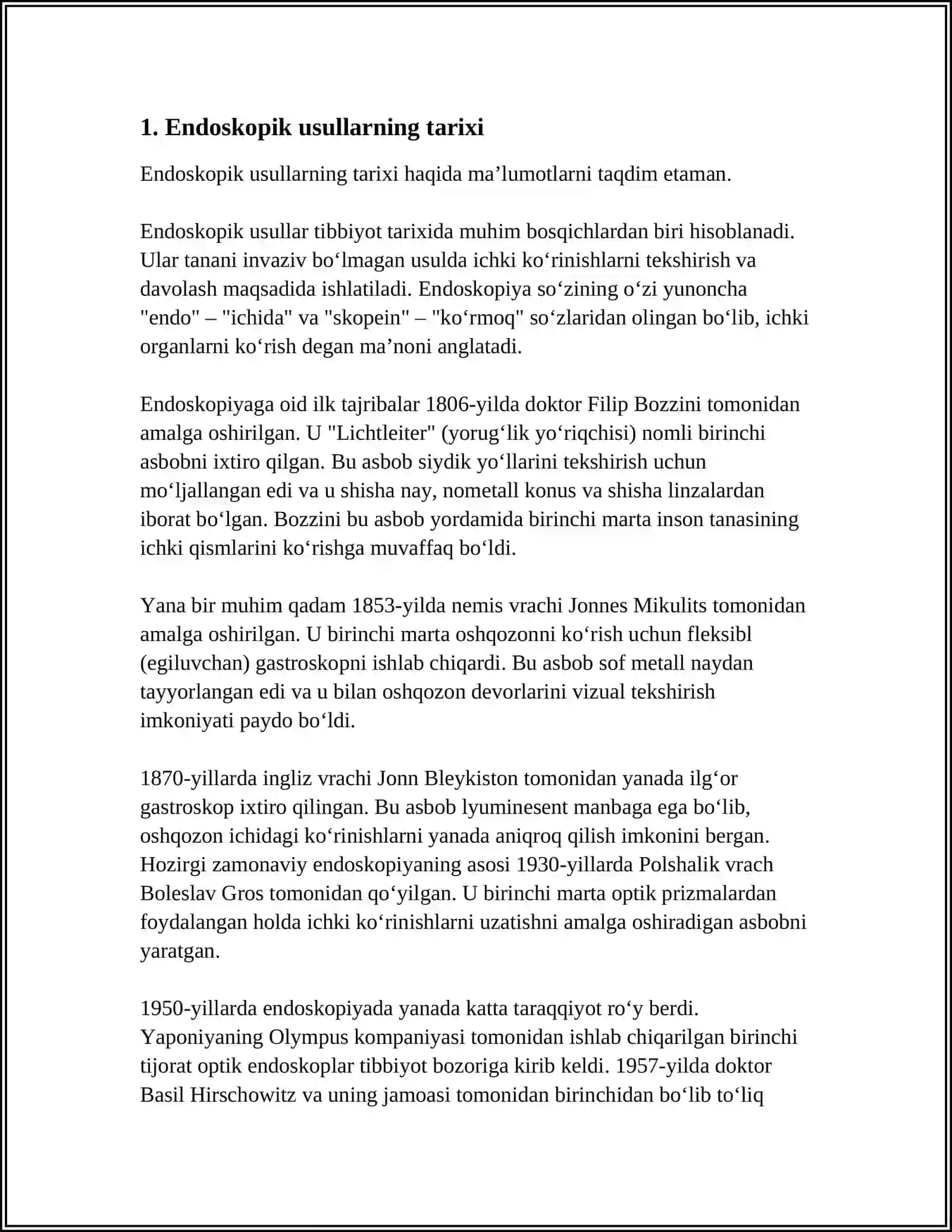 TIBBIYOTDA ENDOSKOPIK USULLARNING QOLLANISHI 3