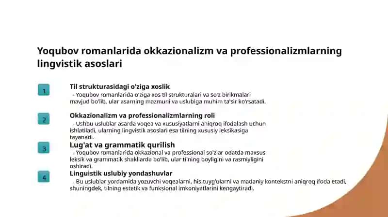 Yoqubov romanlarida okkazionalizm va professionalizmlar uslubiyati 3
