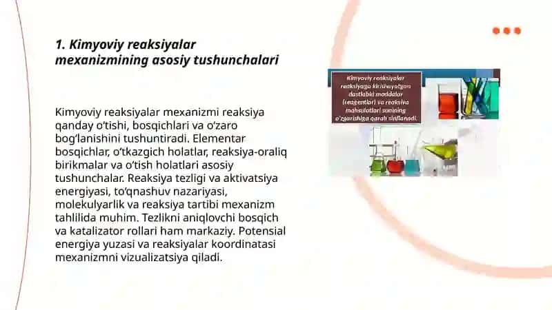 Kimyoviy reaksiyalar ming mexanizmi.Kimyoviy jarayonlarning sodir boʻlish shartlari 3