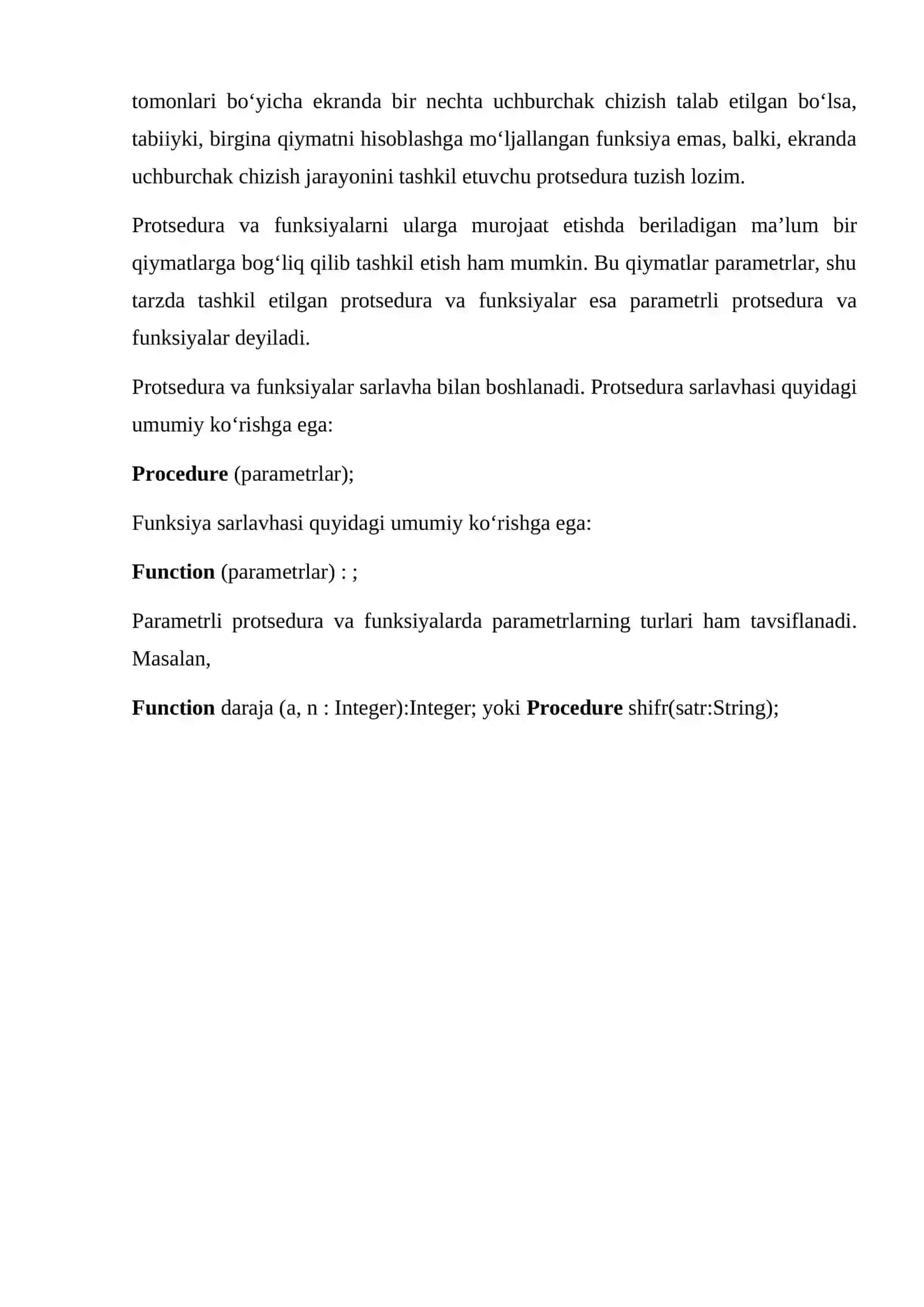 “Protsedura va funksiyalar” 3