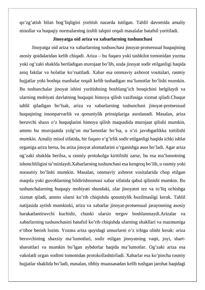 Jinoyatga oid arizalar, xabarlar va boshqa ma’lumotlarni hal qilish tartibi 3