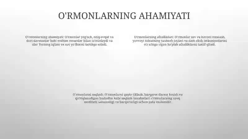 OʻRmonlardan Foydalanish Va Muhofaza Qilish 3