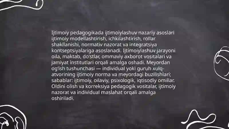 Ijtimoiylashuv mexanizmlari ijtimoiy pedagogikada va meyordan og‘ish masalasi 3