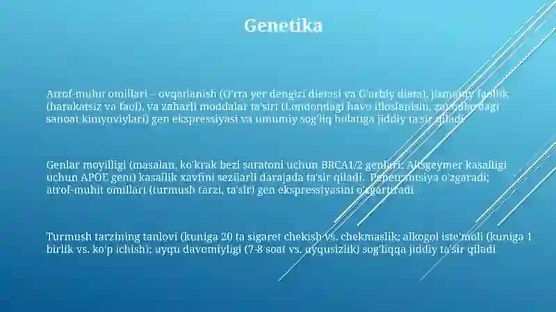 Aholi salomatligiga ta'sir etuvchi omillar 3