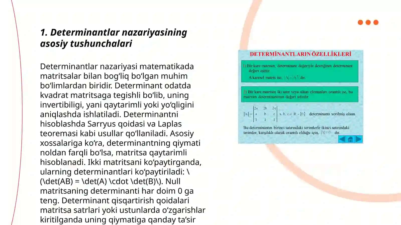 Determinantlar nazariyasini aksiomatik qurish 3