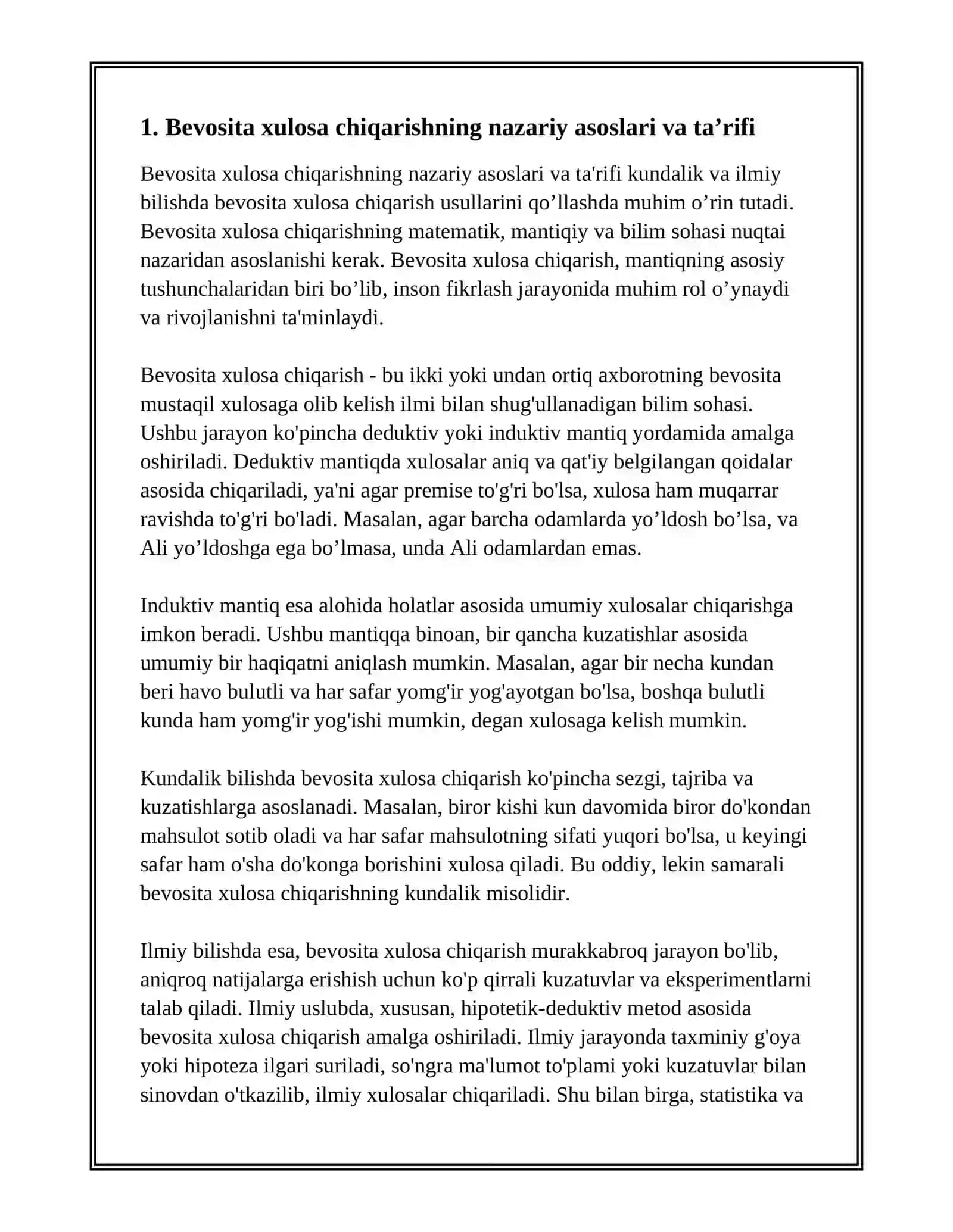 KUNDALIK VA ILMIY BILISHDA BEVOSITA XULOSA CHIQARISH USULLARINI QOʻLLASH 3