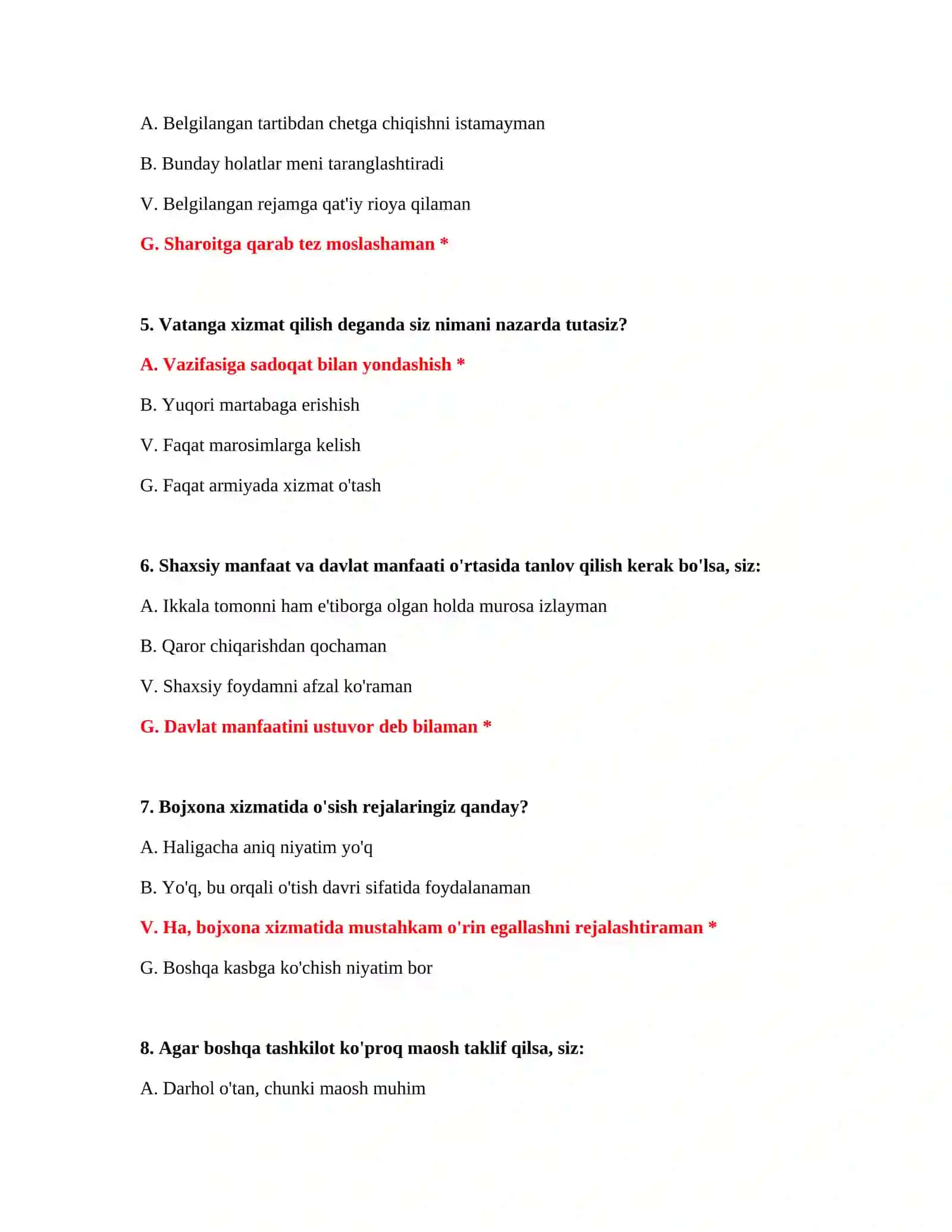 Bojxona tariflari test savollari 3