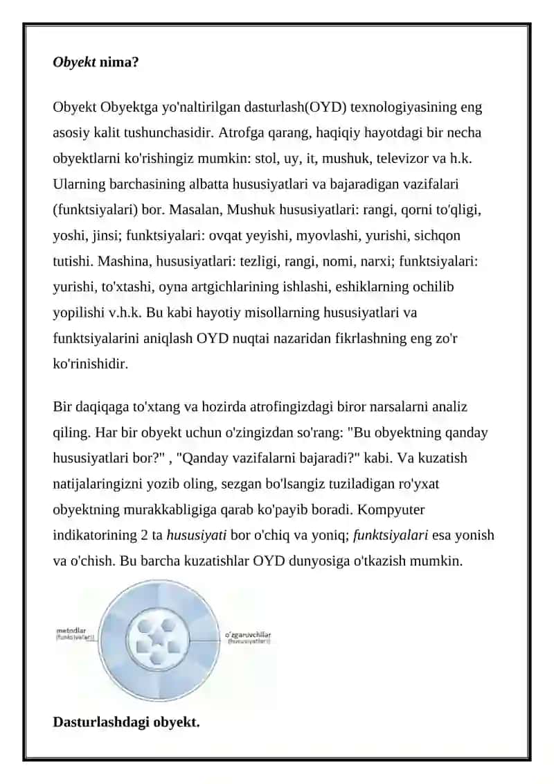 ALGORITIMLASH VA TIBBIYOTDA MASALALARNI YECHISHDA OBYEKTGA YO'NALTIRILGAN DASTURLASH TILLARI 3