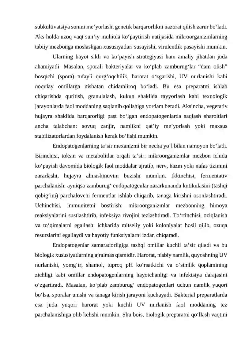 Endopatogen preparatlar ishlab chiqarish biotexnologiyasi 3