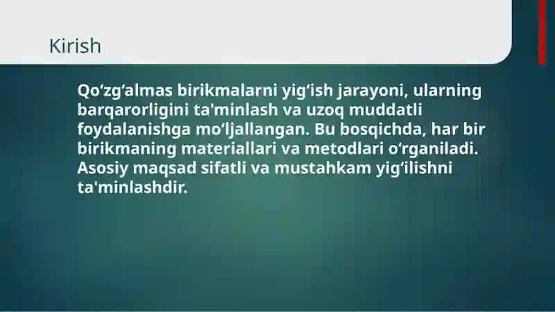 Qo‘zg‘almas birikmalar 3