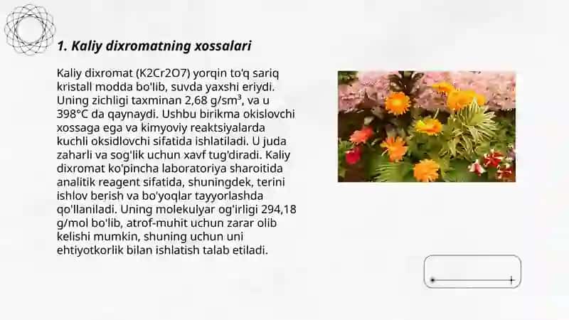 Kaliy dixromat eritmasini tayyorlash 3