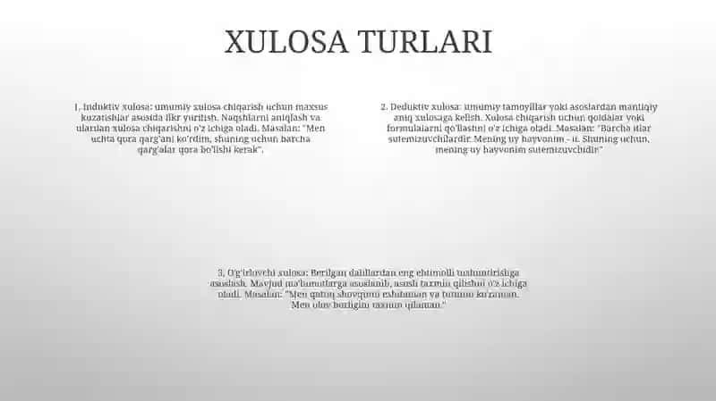 Xulosa Chiqarishning Umumiy Mantiq Tavsifi 3