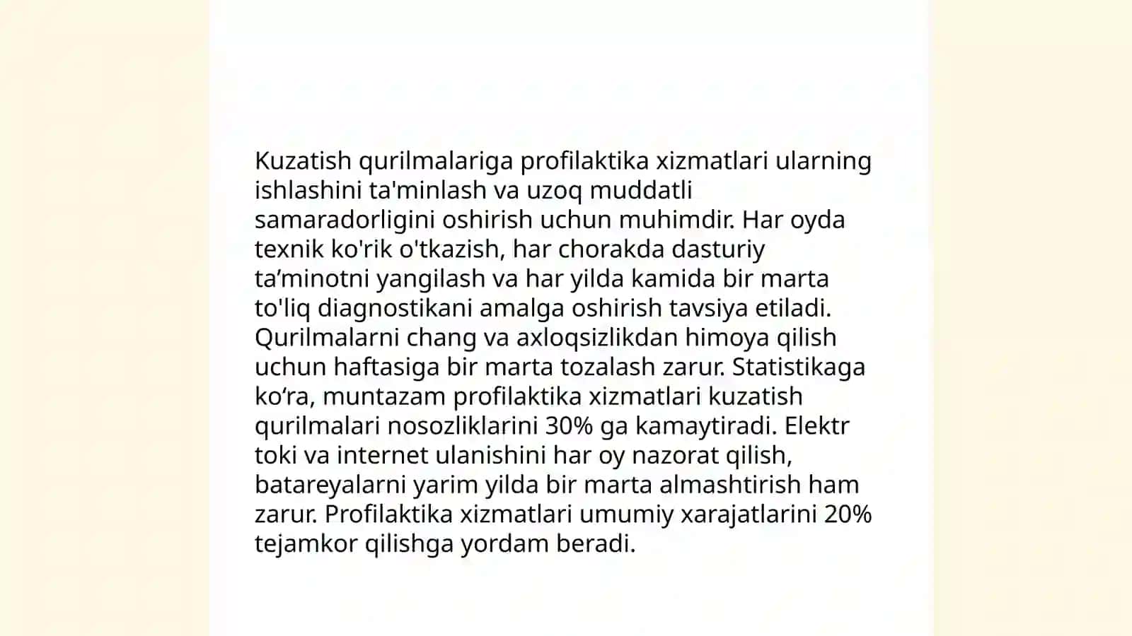 Kuzatish qurilmalariga xizmat kursatish turlari va ularni bajarish tartibi 3
