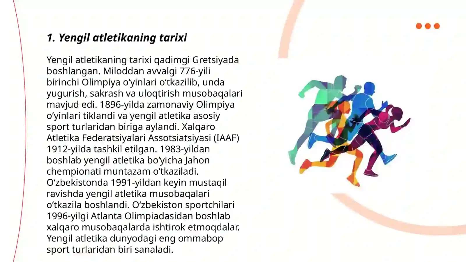 Yengil atletika haqida umumiy tushunchaga ega bo'lish 3