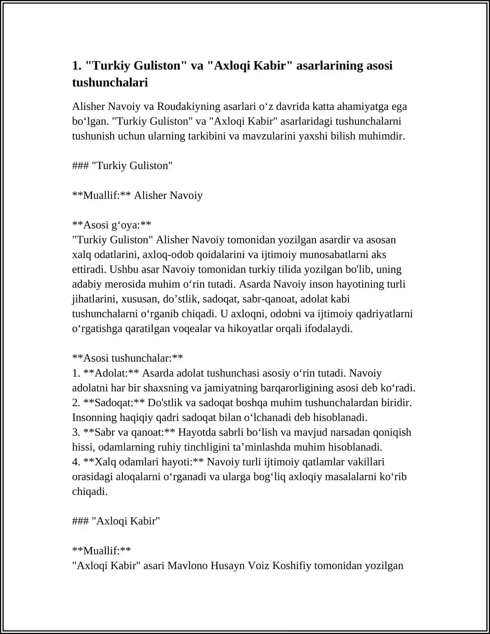 "TURKIY GULISTON YOXUD AXLOQ" VA "AXLOQI KABIR" ASARLARINING QIYOSIY TAHLILI 3