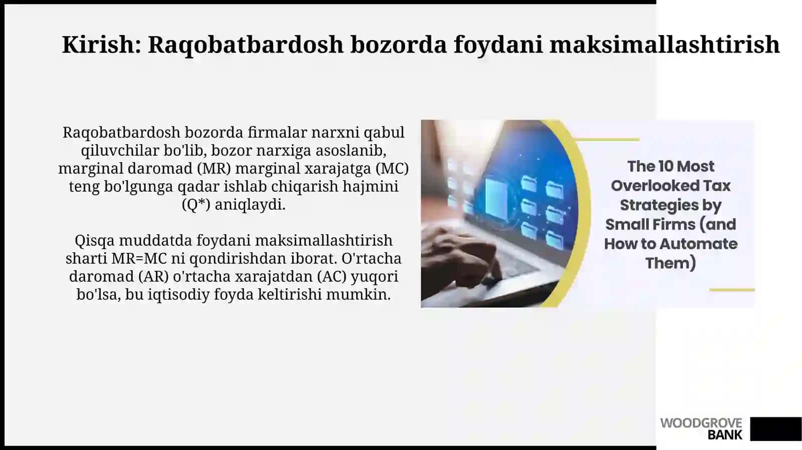 Raqobatlashgan bozorda foyda maksimallashtirish 3