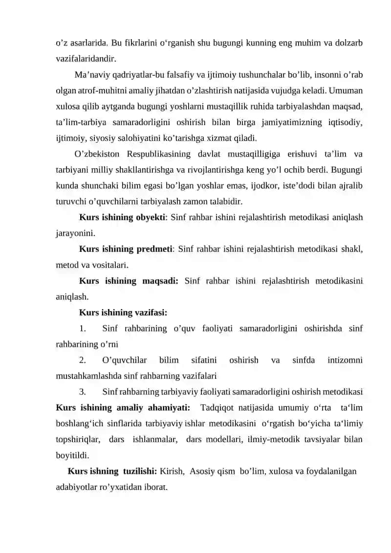 Sinf rahbar ishini rejalashtirish metodikasi 3