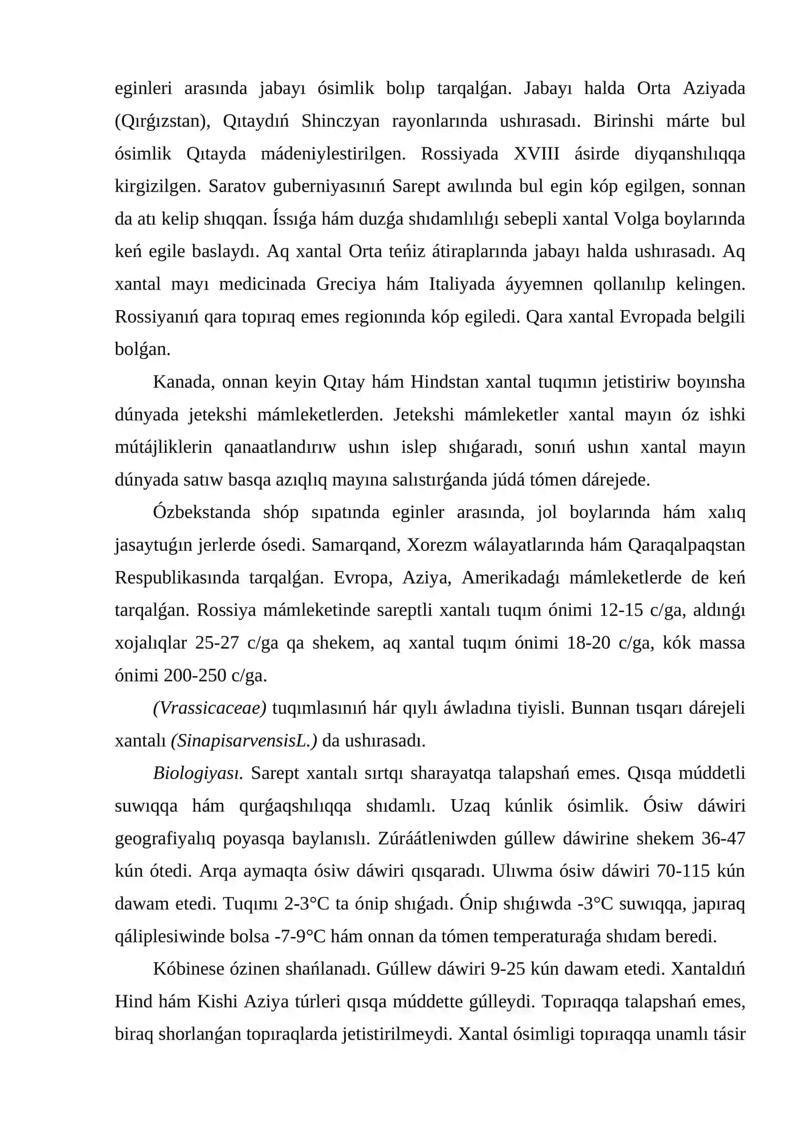 TEMA. XANTAL BIOLOGIYASÍ HÁM JETISTIRIW TEXNOLOGIYASÍ 3