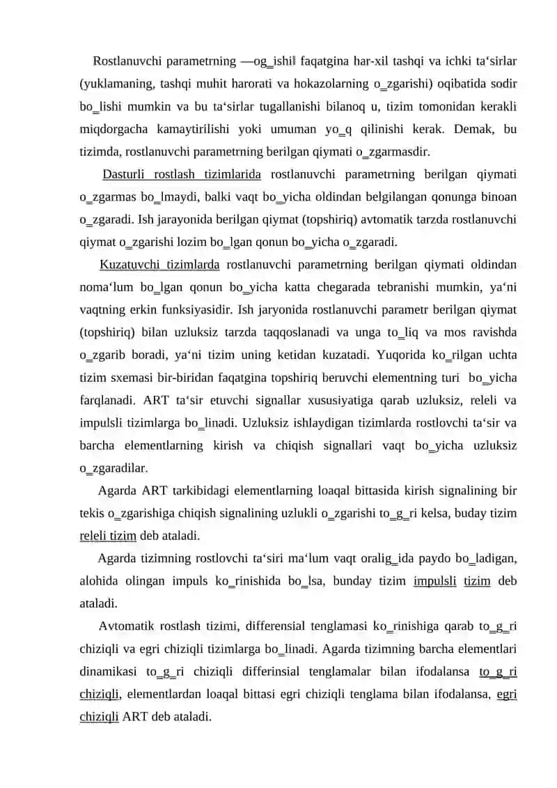 Avtomatik rostlash tizimlari (ART) ning sinflanishi 3
