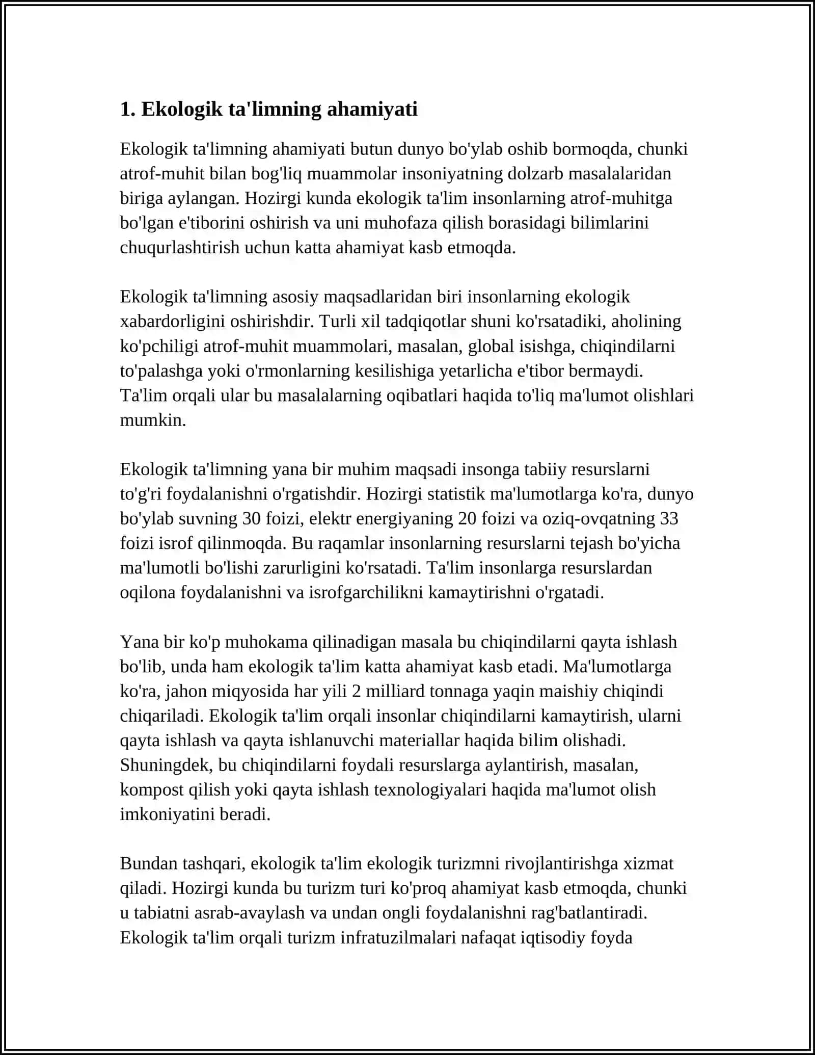 EKOLOGIK TA'LIM BERISH DAVLAT STANDARTLARI 3
