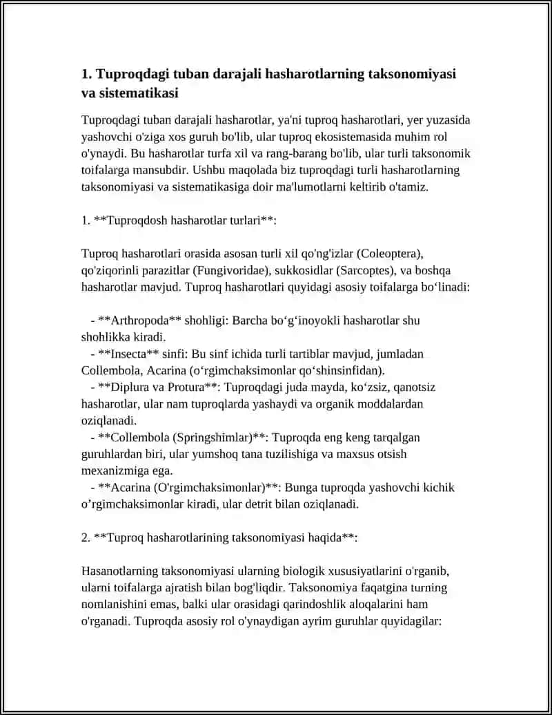 Tuproqdagi tuban darajali hasharotlarning taksonomiyasi va sistematikasi 3