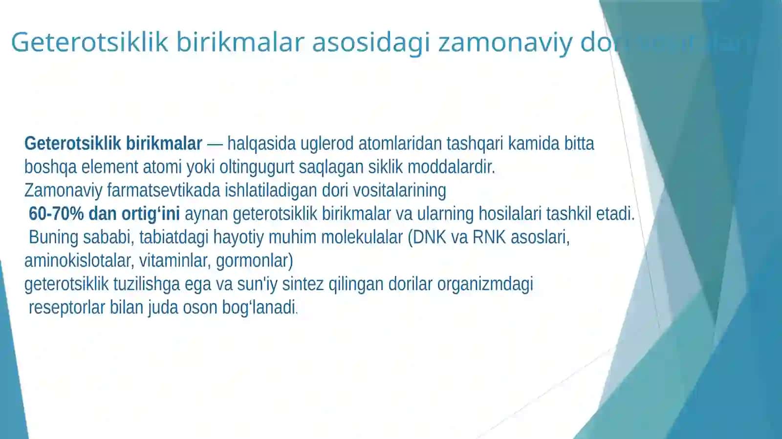 Getero va polifunksional brikmalar asosida ishlab chiqariladigan zamonaviy dori vositalari. 3