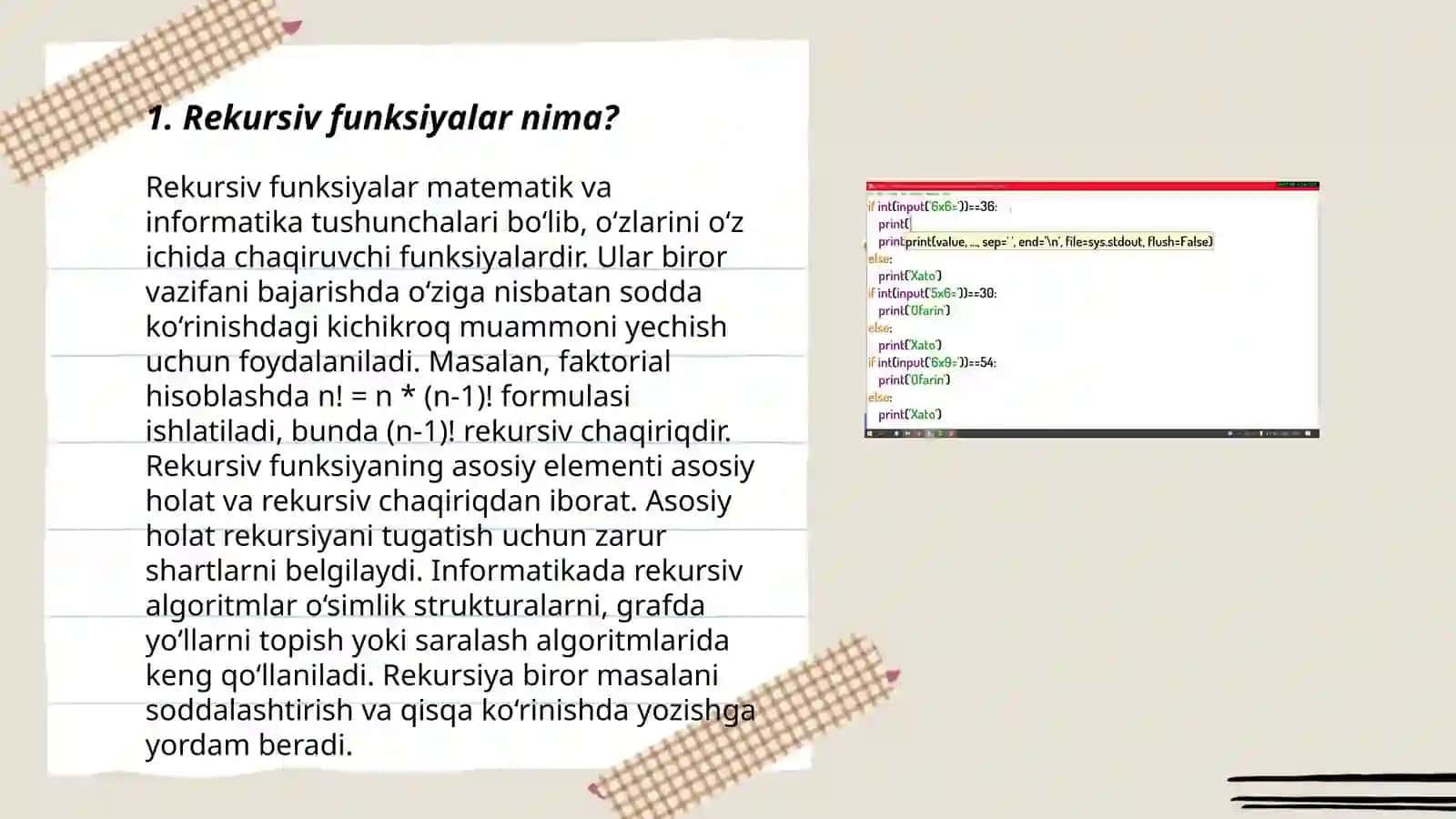 Rekursiv funksiyalar Python dasturida 3